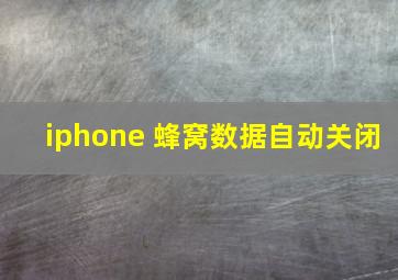 iphone 蜂窝数据自动关闭